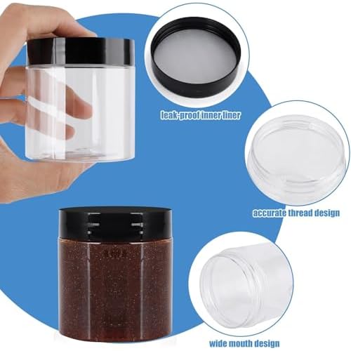 90 Pack 4 Oz Plastic Containers with Lids, OBKJJ Clear Travel Size Leak Proof Makeup Travel Containers BPA Free Cosmetic Slime Jars for Lotion, Cream, Body Butter, Makeup, Ointments (90)