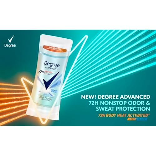 Degree Advanced Antiperspirant Deodorant 4 count 72-Hour Sweat & Odor Protection Shower Clean Antiperspirant for Women with MotionSense Technology 2.6 oz