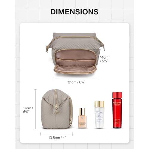 BAGSMART Travel Makeup Bag, Cosmetic Bag Make Up Organizer Case,Large Wide-open Pouch for Women Purse for Toiletries Accessories Brushes