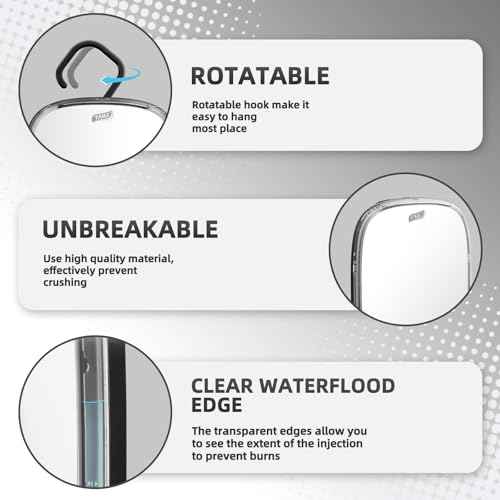 TAILI Shower Mirror, Hanging Fogless Shaving Mirror for Travel Camping, Removable Fog Free Shave for Wall, Shower Accessories, Bathroom, Portable, Shatterproof, Gift for Men Black