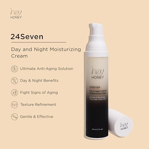 Hey Honey 24Seven Honey Day and Night Moisturizing Cream For Face, Neck & Eye Area | Rich Pro-Beautiful-Aging Intensely Hydrate and Reduce The Appearance Of Fine Lines and Wrinkles | 1.7 Oz