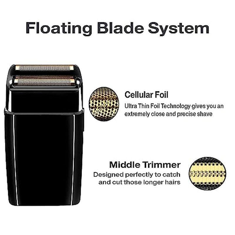 Replacement Foil and Cutters Compatible with BaBylissPRO Double Foil Shaver, Replacement Foil Compatible with BaBylissPRO FXFS2 Shaver, 4 counts (Black)