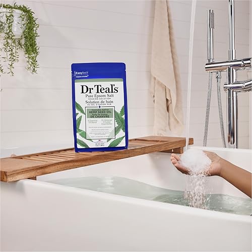 Dr Teal's Pure Epsom Magnesium Salt Soak, Cannabis Sativa Hemp Seed Oil, 3 lb
