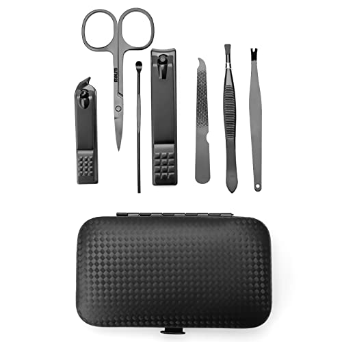 Manicure Set 7 In 1 Stainless Steel Nail Kit Manicure Kit Gifts for Dad Gifts for Christmas Nail Clippers for Men Gift Under 5 Dollars Nails Tools with Travel Case Mens Stocking Stuffers