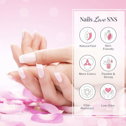 SNS Nail Dip Powder & Dip Essentials Nail Color Kit, DIY Starter Bundle (Pink & White) - Foundation Powder, Dip Activator & Top Coat, Brushes, Cuticle Pusher, Nail File, Buffer, & French Dip Mold
