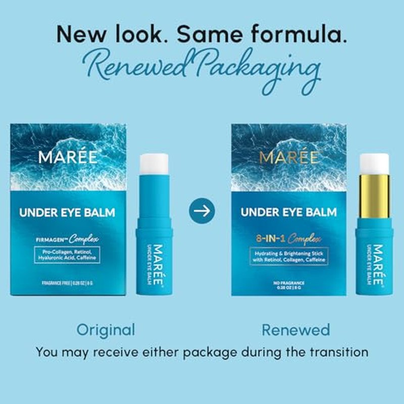 MAREE Under Eye Balm Stick Hydrating - Retinol Caffeine Under Eye Brightener Stick for Older Women - Collagen Under Eye Cream for Dark Circles & Wrinkles - Skin Care Treatment Moisturizer