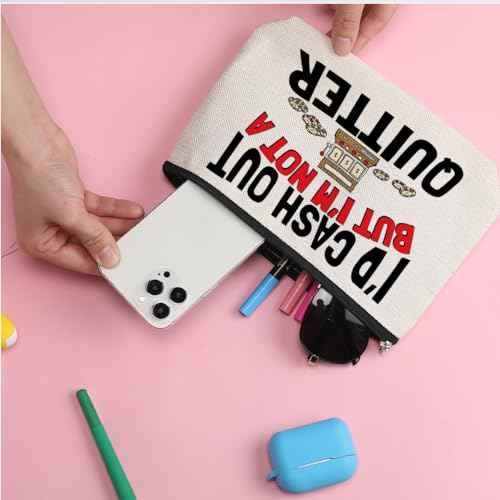 ZHAMEN Funny Gifts Makeup Bag Gambling Gifts Makeup Pouch Christmas Birthday Gifts for Gambler Casino Lover Friends Her Women Sister Coworkers Cosmetic Travel Bag
