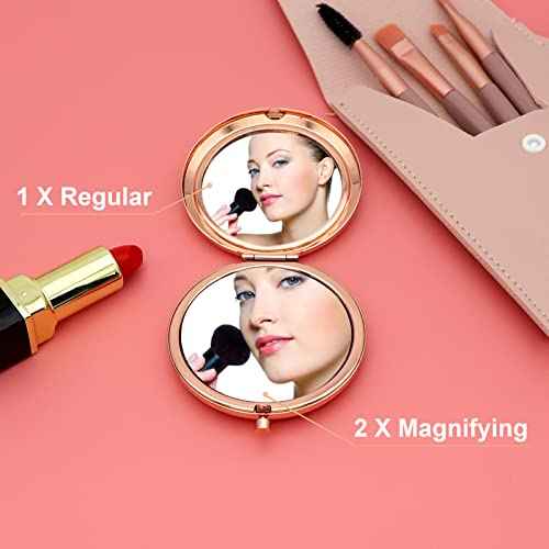 15th Birthday Compact Makeup Mirror, Round Stainless Steel Mirror with Tabletop Mount, Portable and Lightweight, Ideal for Travel and Daily Use