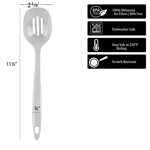 Reston Lloyd Melamine Slotted Spoon Kitchen Utensil, Premium Quality Utensil with Heat Resistant Ergonomic Handle, Durable BPA-Free Plastic, 11.5 inch long, One Piece, Black