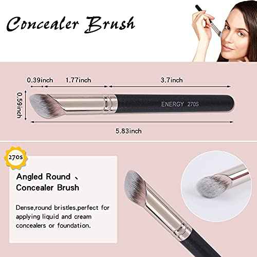 ENERGY Kabuki Foundation Brushes 3Pcs Professional Makeup Brush Set for Setting Powder Foundation Concealer Bronzer Blending with Liquid Cream Foundation Mineral Powder Comsetics with PU pouch