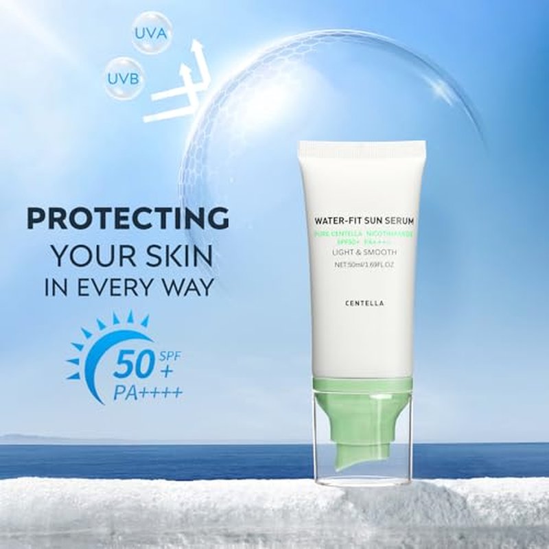 Centella Sunscreen SPF 50+, Face Sun Screen Long-Lasting Protection¡¼Moisturizing Water Fit¡½¡¼ Refreshing &Non-Greasy¡½¡¼Lightweight¡½¡¼NO White Cast - Dry Oily Skincare¡½Green ¡¿ 1