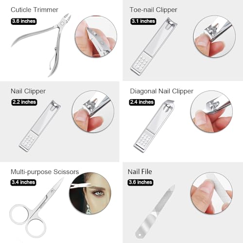 ZIZZON Nail Clippers Kit Manicure Pedicure set with Holographic Case(Purple)