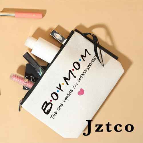 Jztco Boy Mom, Baby Shower Gifts for Moms First Time, Christmas Birthday Unique Thanksgiving Funny Mothers Day, New Moms to Be - Boy Mom The One Where I'm Outnumbered Makeup Bag