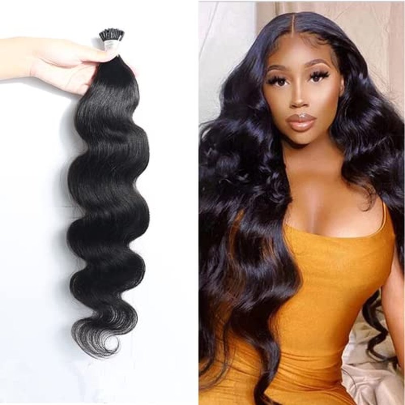 I Tips Body Wave Microlink Human Hair Extensions Brazilian 100% Real Human Hair Bundles Itips Micro Beads Body Wave Bulks Pre Bonded Keratin Stick Tipped Hair Extensions 100 Strands 100g 18"