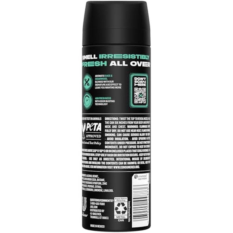 AXE Aluminum-Free Body Spray XL Apollo 12-Pack, 48H Odor Protection, 5.1 Fl Oz Ea