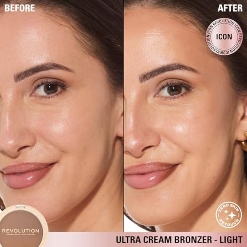 Revolution Beauty London, Ultra Cream Face Bronzer, Buildable & Blendable Cream Contour, Vegan & Cruelty-Free, Light, 0.24 oz