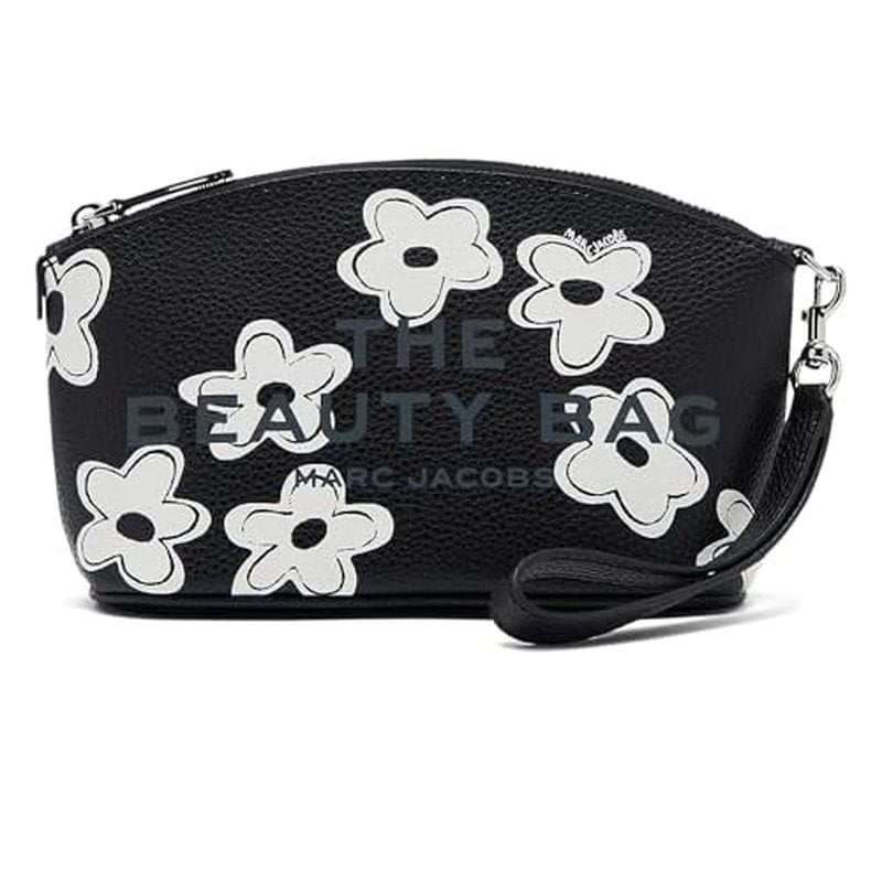 Marc Jacobs The Daisy Beauty Bag - Bags for Women - Twill Lining - Pebble Leather - Leather Wristlet Strapg Black/White One Size One Size