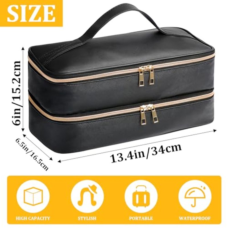 Travel Carrying Case for Shark Flex Style, Double Layer Storage Case for Shark SpeedStyle Hair Dryer Attachments, Waterproof PU Leather Organizer Bag for Shark Flexstyle Airwrap Styler (Black)