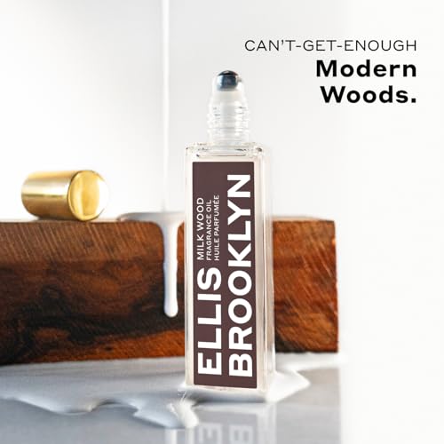 Ellis Brooklyn Milk Wood Perfume Oil Roll-On for Women ? Sandalwood & Amber Musk Perfume Oil - Notes of Coconut Milk, Freesia & Bergamot? Long Lasting Fragrance, Travel-Friendly Rollerball, 15ml