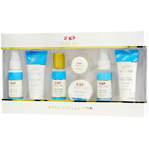 Pure Fiji Body Collection 7pacs- Bath and Body Gift Set Include - Body Mist,Coconut Crush, Body Oil, Body Butter, Soap, Body Lotion, Hand Creme - Travel Size, Scent Coconut