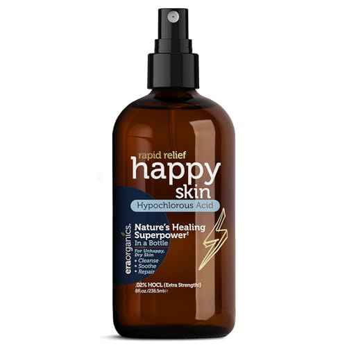 Happy Skin .02% Hypochlorous Acid Spray Toner– Extra Strength, Extra Gentle 100% Natural Toner & Skin Cleanser for Face & Body– Soothe, Hydrate & Repair Dry, Sensitive Skin– pH Balanced, Non-Toxic 8oz