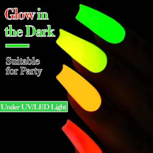 Double Rhythm Gel Nail Polish Set of 6 Colors Baby Light Pastel Milky Nail Polish Starter Kit Art DIY Salon Home (Neon Yellow Green Orange Blue Purple Pink,Kit 34)