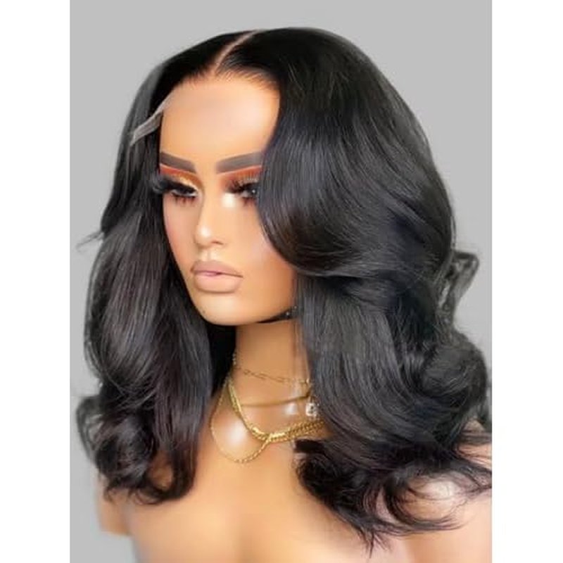 Wiggins Hair Body Wave Bob Wig Human Hair 4x7 Lace Front Wigs Human Hair Pre Cut Lace Ready to Wear Glueless Wig Human Hair Body Bob Wig For Women Pre-Bleached Knots & Adjustable Straps 10 Inch