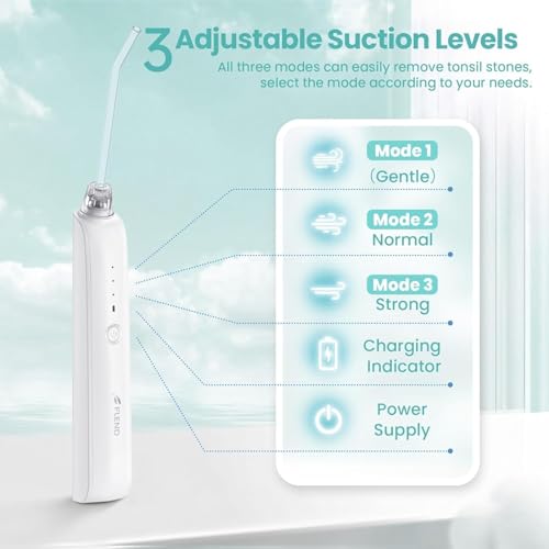 Tonsil Stone Remover with 5X Magnifying Glass Tonsil Stone Removal Kit 3 Suction Modes LED Light Bad Breath Water Flosser
