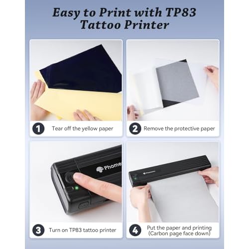 Phomemo TP83 Wireless Tattoo Stencil Printer, Upgraded Thermal Tattoo Printer Machine with 10pcs Transfer Paper, Bluetooth Tattoo Printer for Tattoo Artists & Beginners, Compatible with iPad Phone PC