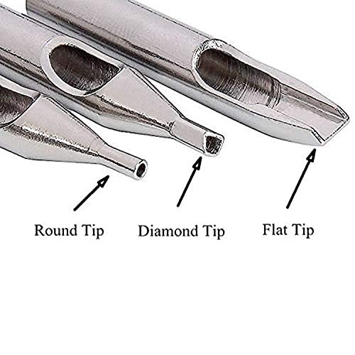 Tattoo Stainless Steel Tip Set,22pcs Tattoo Tips Set Round Diamond Magnum DT RT FT Stainless Steel Tattoo Tip Tube Assorted for Tattoo Machine Gun Ink Grip Tattoo Needles Tattoo Supplies