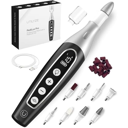 PediLux Pro Professional Manicure Pedicure Kit, Thick Toenail Grinder, Cordless Electric Nail File Drill, Toe Nail for Dremel Tool, Filer, Sander, Remove Callus for Humans, Men, Women, Seniors