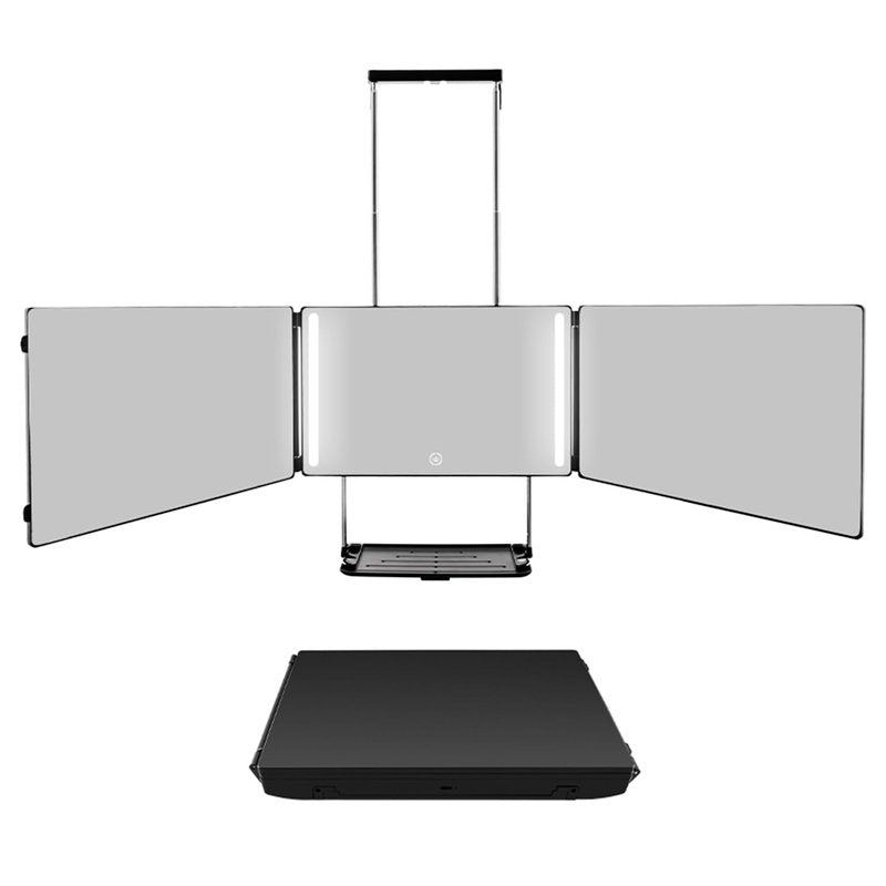 GOQELK 360 Self Hair Cutting Mirror – Premium HD Glass, Matte Anti-Fingerprint Finish, Anti-Fog, Adjustable & Portable Barber Mirror for Home & Travel