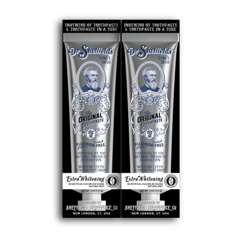 Dr. Sheffield¡¯s Certified Natural Toothpaste (Extra-Whitening) - Great Tasting, Fluoride Free Toothpaste/Freshen Your Breath, Whiten Your Teeth, Reduce Plaque (2-Pack)