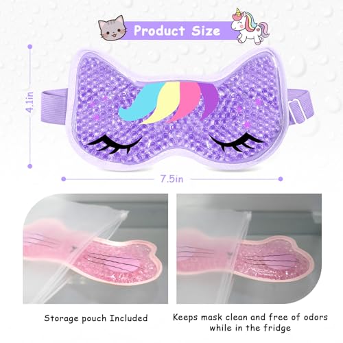 2PCS Adorable Cooling Eye Mask Gel Eye Mask, Reusable Hot Cold Therapy Cold Eye mask for Post Surgery, Puffiness, Dark Circles, Eye Bags, Dry Eyes, Migraines with Soft Plush Backing