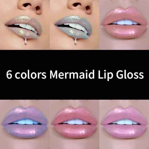 MAEPEOR Glitter Liquid Lipsticks Set 6 Colors Diamond Shimmer Metallic Lipstick Waterproof Long Lasting Makeup Kit Face Eye Glow Shimmer Shinning Lip Gloss Set (Set 01)