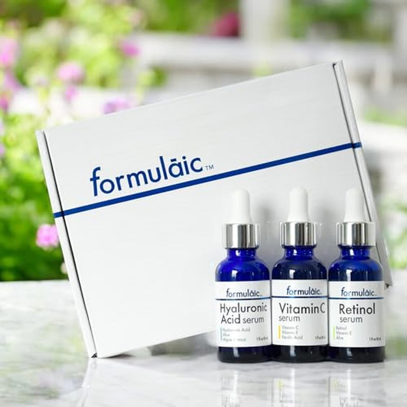 Formulaic¢â Vitamin C, Retinol & Hyaluronic Acid Serums | Hydrates, Revitalizes, and Evens Skintone | Box Set of 3 Face Serums | Perfect Skincare Gift | 3 Fl Oz