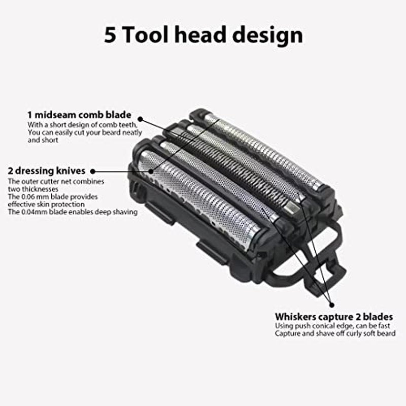 ES-LV95-S, ES-LV65-S,ES-LV81-K,ES-LV61-A Shaver Outer Foil Replacement for Panasonic Shaver Repl Outer Foil WES9173P, w/ ARC5 5-Blade, ES-LV97K