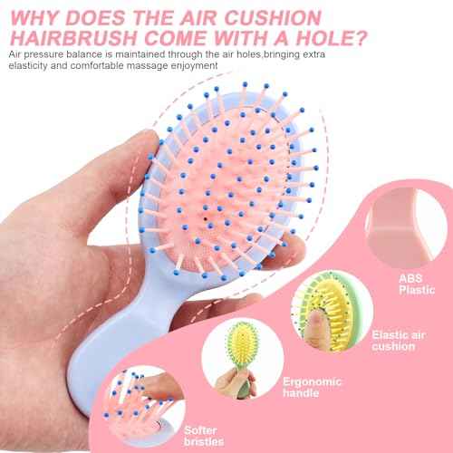 HOFASON 6 Pcs Bulk Stocking Stuffers for Women Teens Girls, Bridesmaid Gift, Bachelorette Party Favors, Small Mini Wet Hair Brush Bulk for Travel, Girls Gift, Teen Party Favors, Spa Party Supplies