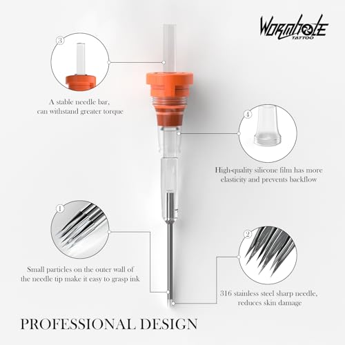 Wormhole Tattoo Cartridge Needles, 20PCS #1205RL Tattoo Needles Round Liner Disposable Tattoo Liner Needles for Rotary Tattoo Gun Tattoo Pen (1205RL)