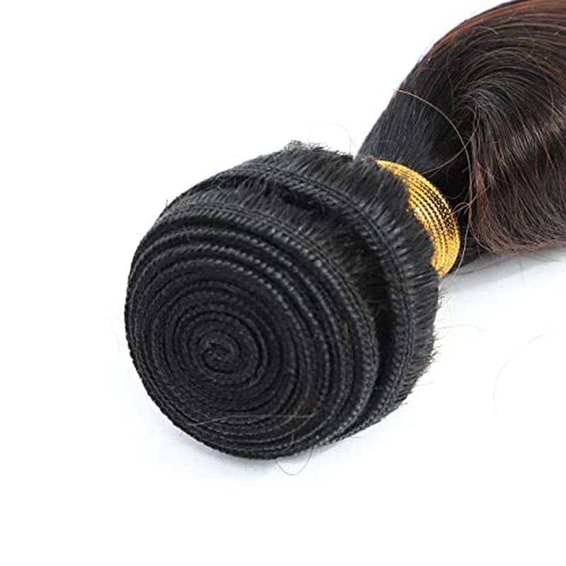 Ombre Bundles With Closure Loose Wave Bundles With Closure Human Hair Bundles With Closure 100% Brazilian Virgin Human Hair 3 Bundles With 4x4 Lace Closure Ombre Color T1B/4/30 (14 16 18+12)