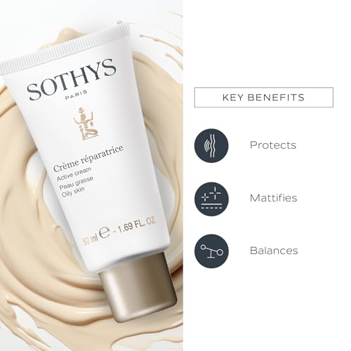 SOTHYS Active Cream | Face Moisturizer with Anti-Oily, Pore Minimizing and Hydrating Actives for Small Imperfections and Blemishes | Oily Skin