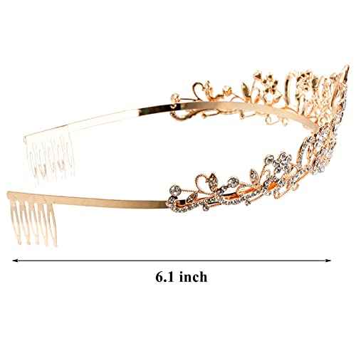 YOPAY 3 Style Crystal Tiara Crowns, Gold Queen Crown for Bridal, Girls, Women, Princess Headbands with Comb, Cake Topper for Birthday Pageant Prom for Birthday, Wedding, Party, Christmas, Halloween