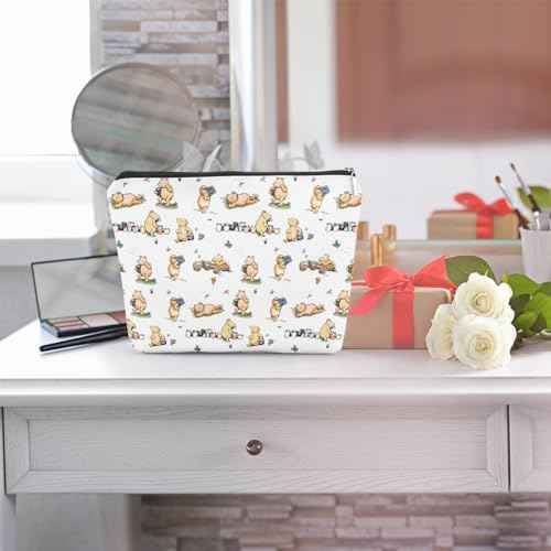 Cartoon Bear Inspirational Cute Makeup Bag Bear Inspired by Classic Gifts Pooh Bear Travel Pouch Cosmetic bag for Pooh Loving Women for birthday Party Favors Gift Zipper Toiletry Bag 03