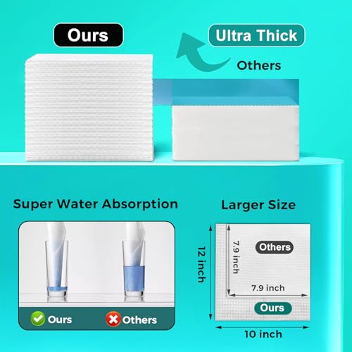 ONLYCARE Disposable Face Towel, Biodegradable Face Towels, 10" x 12" Super Thick Soft Facial Towels, 100 Count Face Towelettes Disposable for Sensitive Skin, Makeup Remover Dry Wipes, 2 Pack