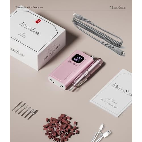 MelodySusie Professional Rechargeable Nail Drill 30000 RPM, Electric Nail File for Shaping, Removing & Polishing Gel Nails, Lightweight & Easy to Use, Ideal for Home & Salon Manicure Pedicure, SC300F