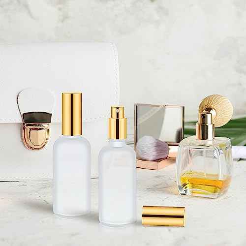 Tessco for you 20 Pcs 3.4 oz/100 ml Glass Spray Bottles Empty Perfume Atomizer Refillable Clear Decorative Empty Bottles with Fine Mist Sprayer Pump for Face Body Travel(Gold)