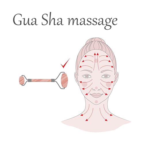 Yobee Face Roller Massager, Rose Quartz, Gua Sha Anti Aging Wrinkles Puffiness Acupressure Facial Skin Care Gift for Women