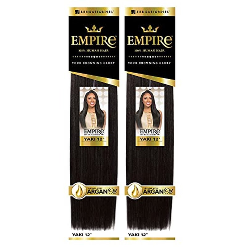 Sensationnel (Pack of 2) Deal ! Human Hair Weave Empire Yaki Weaving (14", 1B Off Black)