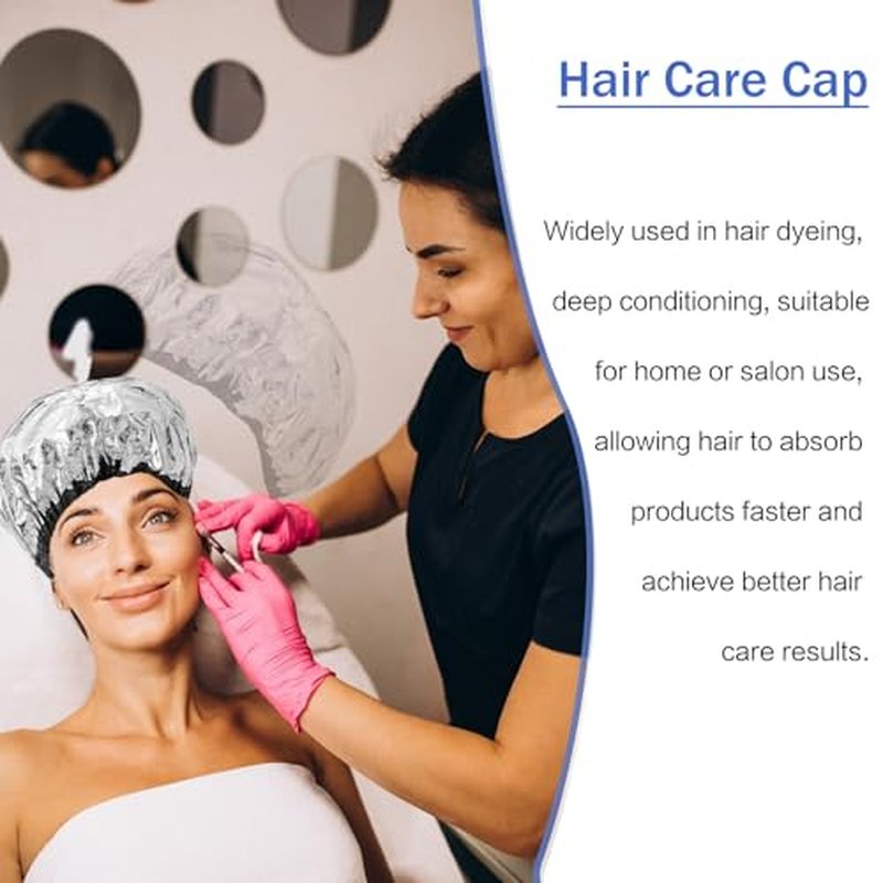 4PCS Aluminum Foil Heat Cap for Deep Conditioning, Waterproof Dustproof Thickened Shower Caps Reusable Heat Cap Processing Caps for Home and Salon Use, Hair Dyeing and Hot Oil Treatment Tools