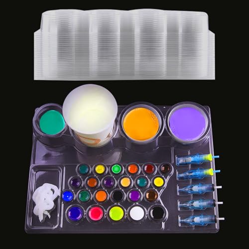 HOINCO 24 PCS Disposable Tattoo Cartridge Tray,Plastic Tattoo Cartridge Cup Holder for Working Cup Cleaning Cup